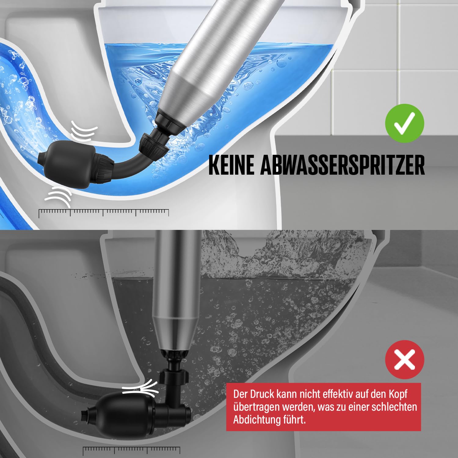 POPULO Elektrischer Abflussreiniger Pömpel WC-Saugglocke, Pömpel Abfluss Schneller Hochdruck Abflussreiniger, Strapazierfähig Vielseitiger Toilette Pömpel für Dusche, Toilette 5