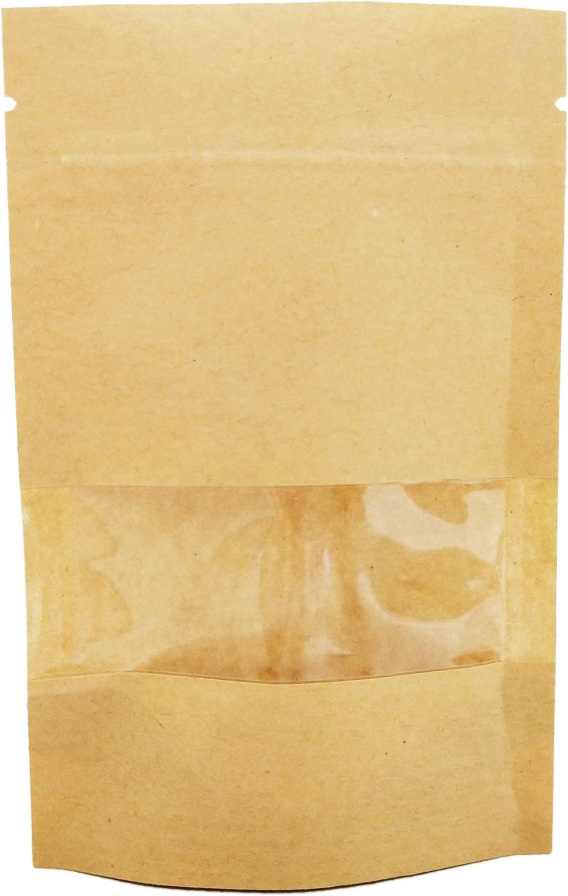 50 PCS All-Purpose Kraft Paper Stand Up Bag, Zip Lock Reusable Kraft Package Bag Storage Pouch with Notch and Transparent Window for Storing Seeds, Snack and Nuts – Brown (50, 4.7"7.8")