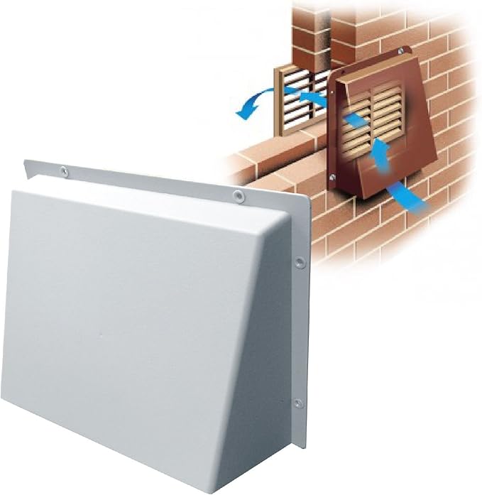 9" x 9" White Hooded Cowl Vent Cover for Air Bricks Grilles Extractors