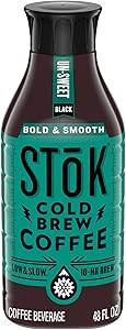 SToK Cold Brew Coffee, Arabica-Based Blend, Medium Roast Brewed Low and Slow, Unsweetened, Black Coffee, 48 FL OZ Bottle