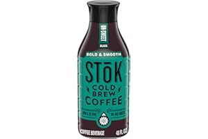 SToK Cold Brew Coffee, Arabica-Based Blend, Medium Roast Brewed Low and Slow, Unsweetened, Black Coffee, 48 FL OZ Bottle