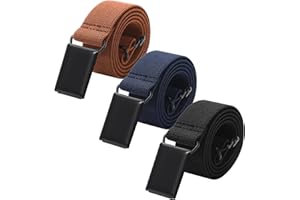 AWAYTR Toddler Boy Kids Buckle Belt - Adjustable Elastic Child Silver Buckle Belts, 3 Pieces