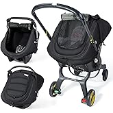 IvyWind Winter Baby Car Seat Cover, Universal Carseat Cover for Babies with Breathable Mesh Window, Cozy and Warm Car Seat Covers for Cold Weather, Kick-Proof Infant Carseat Canopy for Boy Girl, Black