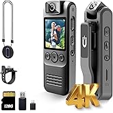 DayDateUp 4K 128GB Body Camera, Audio and Video Recording, with Magnetic Back Clip&Bike Mount, 180°Rotating Lens, Wearable Portable Bodycam for Outdoor/Sports/Security/Police
