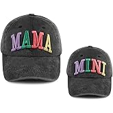 Kahhrepa 2PCS Mama and Mini Hats for Women Girls, Funny Adjustable Embroidered Cotton 3D Mom Daughter Baseball Cap