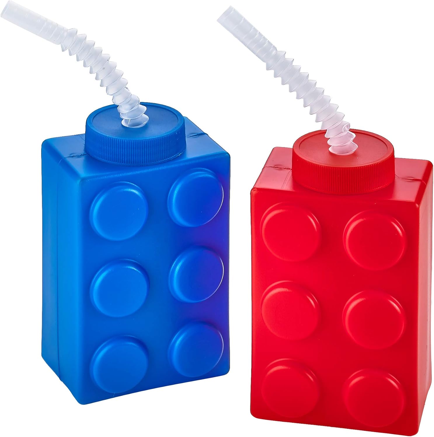 Building Blocks Cups with Straw & Lid Reusable Brick Party Kids Cup for Block Birthday Party