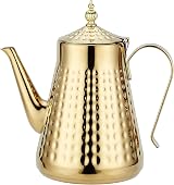 Stainless Steel Teapot 1.8L Hammered Gold Infuser 6-8 Cups view 1