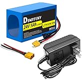 24V 5AH Lithium Battery Pack, Built-in 25A BMS, with Fast Charger, XT60 Cable Connector, Compact and Lightweight, for DIY Projects (24V5Ah)