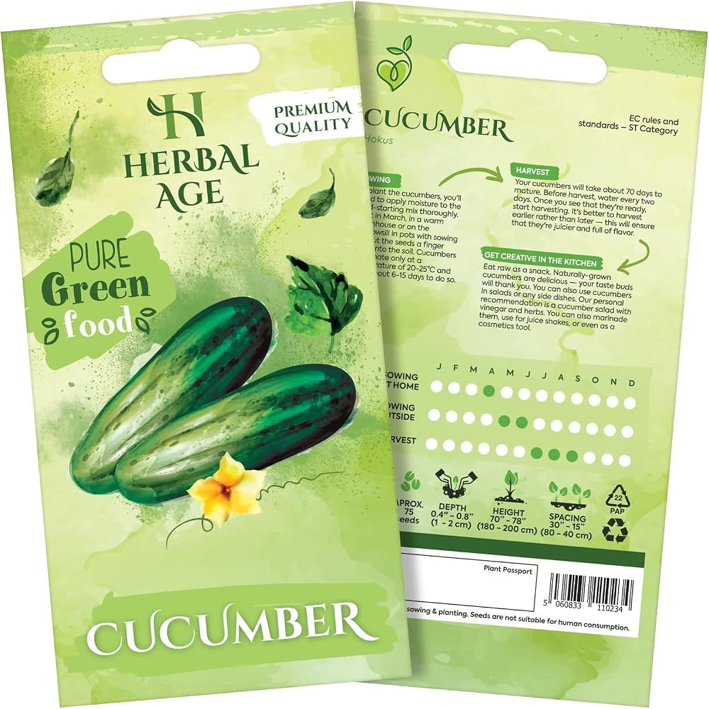 Herbal Age Grow Your Own Cucumber Seeds 75 Plants Heirloom Kit UK