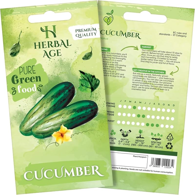 Herbal Age Grow Your Own Cucumber Seeds 75 Plants Heirloom Kit UK