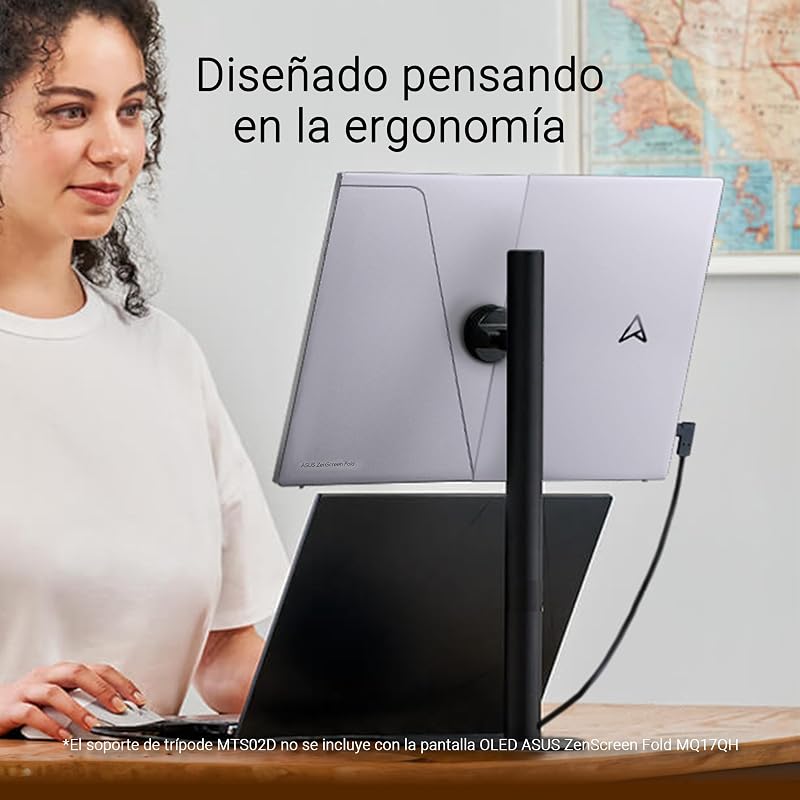 ZenScreen Fold OLED MQ17QH Monitor OLED Portátil QHD, 2560x1920, 17,3 polegadas, Tecnologia Dobrável, DisplayHDR 500, 100% DCI-P3, USB Type-C, Mini-HDMI, Buraco para Tripé, Suporte, FSC