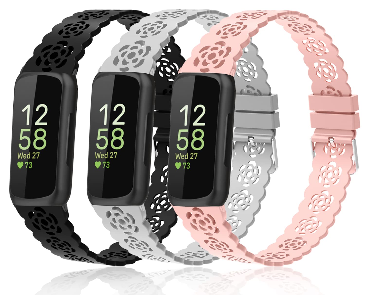 Nigaee Strap Compatible with Fitbit Inspire HR/Inspire/Inspire 2/Inspire 3 Strap, Soft Silicone Adjustable Sport Replacement Wrist Strap Compatible for Fitbit Inspire 7
