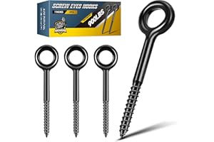 XIEKRAB 7 inch Eye Bolts - 4 Pcs Eyes Hooks Screw Heavy Duty 900 lbs Breaking Strength Black Rust-Resistant, Self Tapping Eyelet Screw for Wood Securing, Hammock Stand, Indoor & Outdoor Use