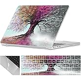 Se7enline Compatible with MacBook 15 inch Case Model A1707 A1990 for 2019 2018 2017 2016 15-inch MacBook Pro Touch Bar Laptop Hard Shell Case&Keyboard Cover Skin&Touchpad Protector,Four Seasons Tree
