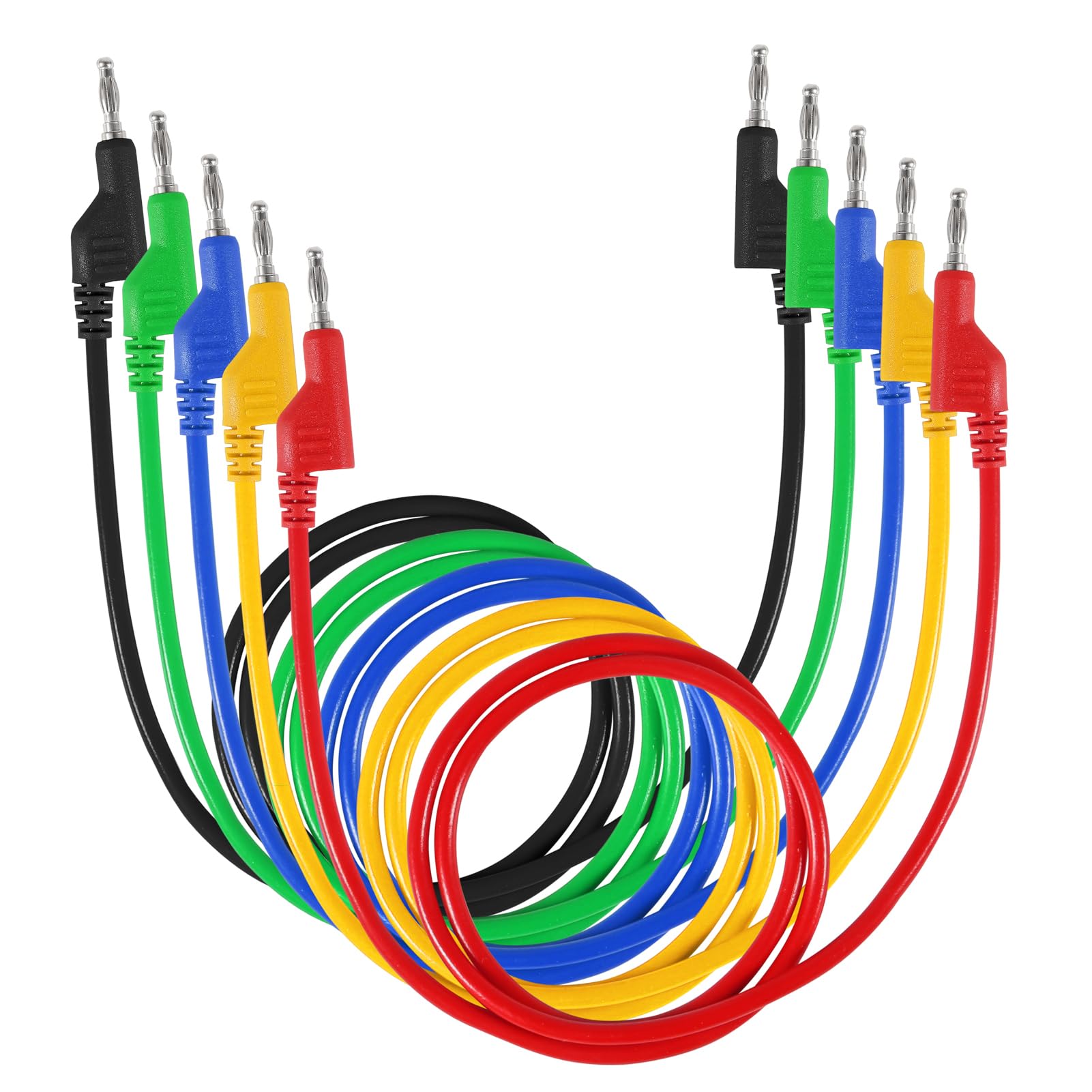 AOICRIE 5pcs 4mm Banana Plug Multimeter Test Leads Double-ended Stackable Banana Plug Test Leads Pluggable Soft Cables 1M for Multimeter Testing