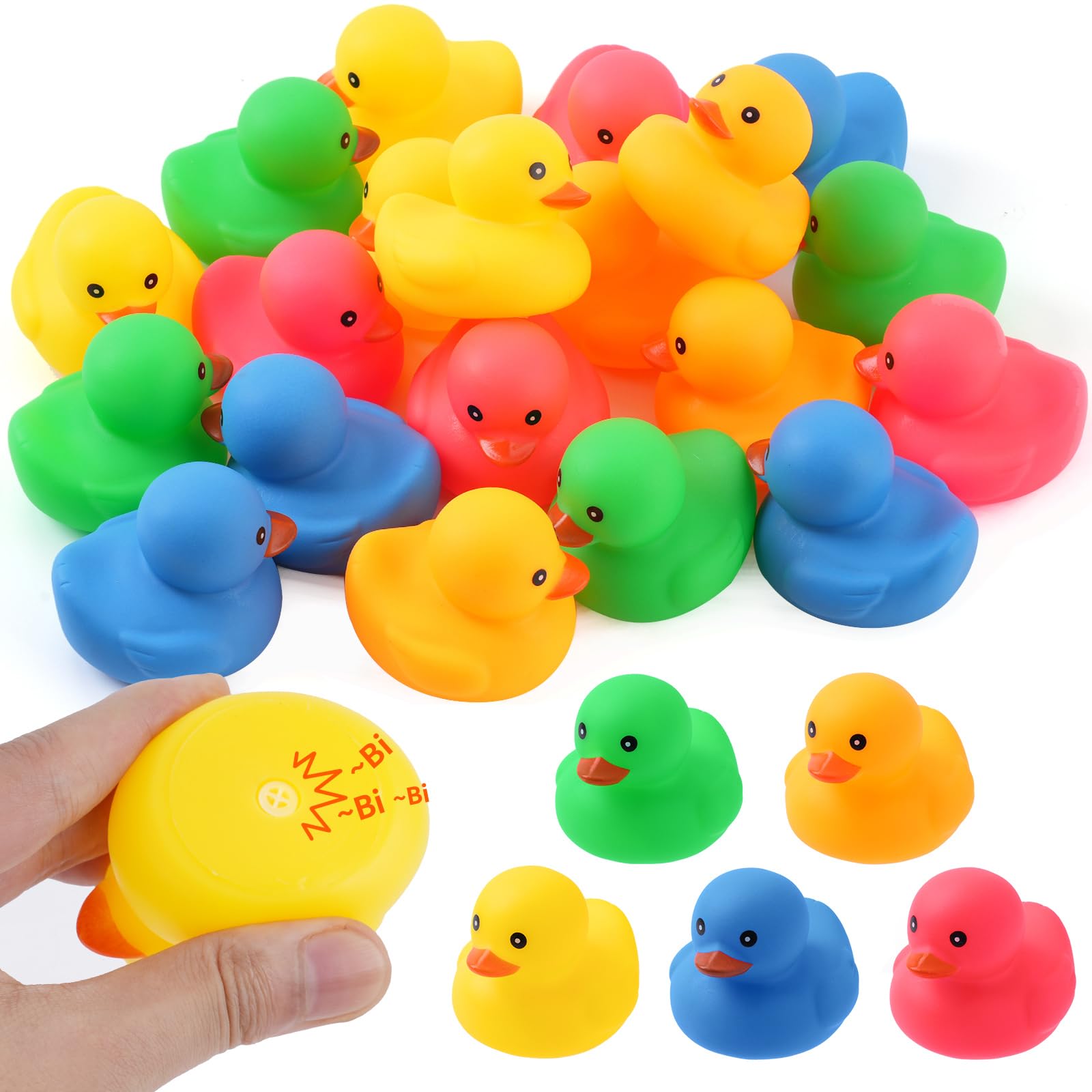 Photo 1 of  Yellow Rubber Ducks Bath Toys,  Colors Bathtub Floating Squeaky Duck Bulk Baby Preschool Bath Toy for Baby Shower Infants Kids Toddler Birthday Party Decoration Gift(Large)