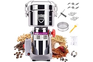 OKF 750g Grain Mill Grinder Electric, 304 Stainless Steel Grain Mill, 2800W High-speed Commercial Spice Grinder, Superfine Grain Mill for Flour, Wheat Grinder for Making Flour, Mill Grinder, Grain Grinder