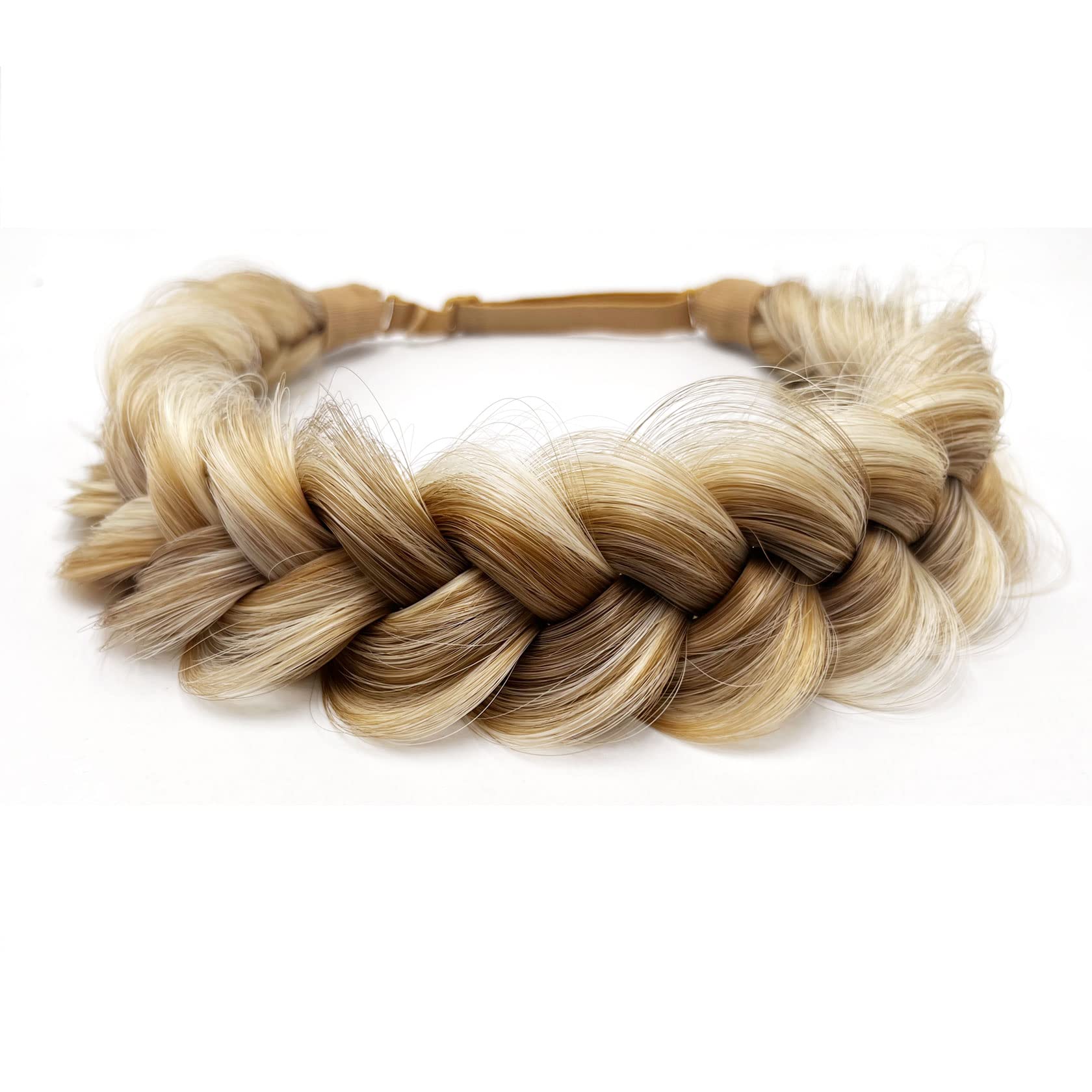 TOECWEGR Braid Headband Hair Extensions Hair Extensions Beauty Accessories for Women Girls Classic Soft Wide Braid Cream Sand Gold — image 1
