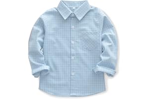 OCHENTA Little Big Boys' & Men's Long Sleeve Button Down Oxford Casual Dress Shirt