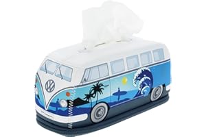 BRISA VW Collection - Volkswagen Neoprene Holder-Dispenser for Paper Tissues, Cosmetic Tissues or Napkins in T1 Bus Campervan Design (Surf/Blue)