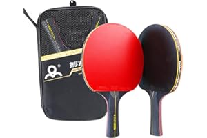 TIPLUSTA 6 Star Ping Pong Paddles, 7-Ply Blade, Premium Rubber, Advanced Training Table Tennis Rackets/Bats with Carry Case