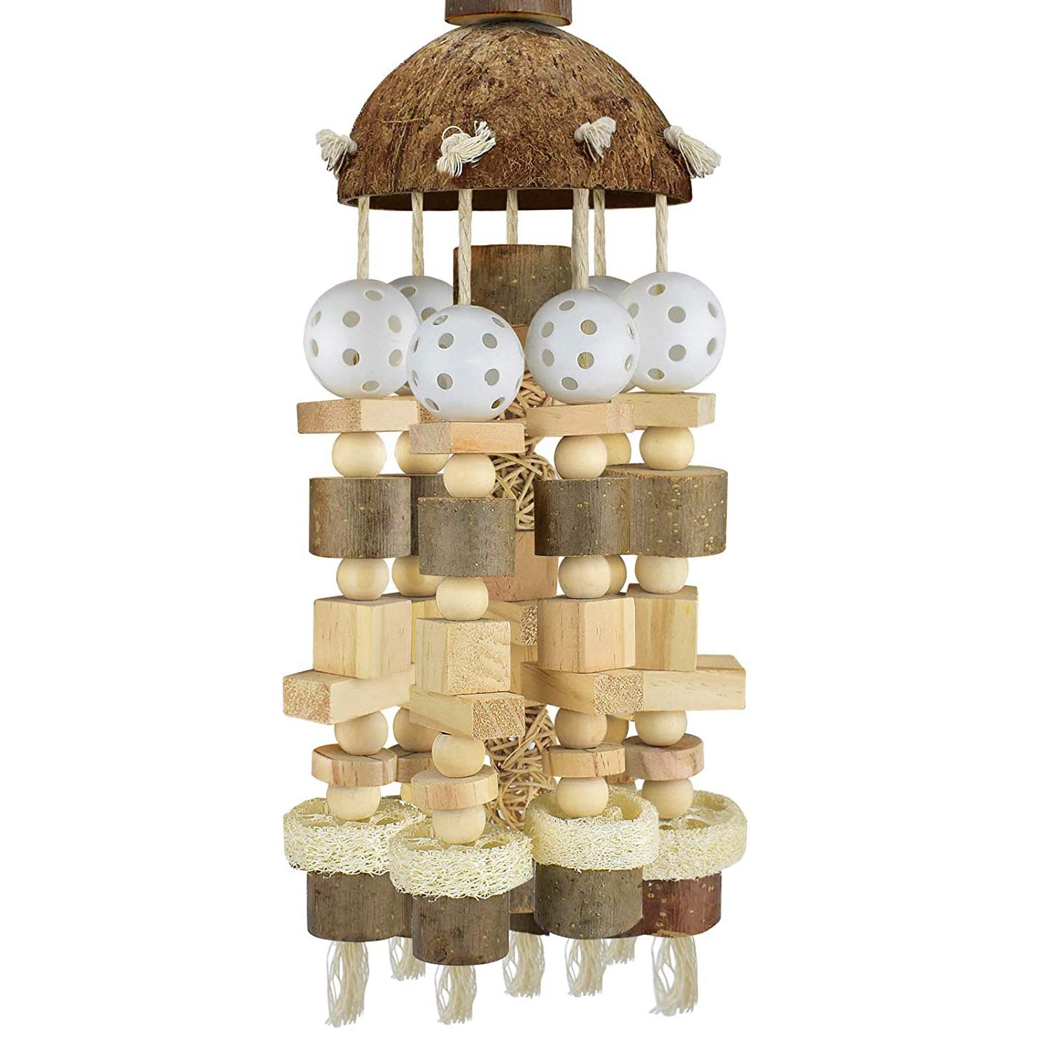 Dedjgoo Bird Parrot Toy, Parrot Toy Natural Wooden Blocks Bird Chewing Toy Parrot Cage Bite Toy Suits for Macaws Parrots