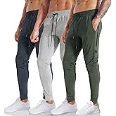 BROKIG Men's Lightweight Athletic Gym Jogger Pants, Stretch Quick Dry Workout Running Sweat Pants with Zipper Pockets