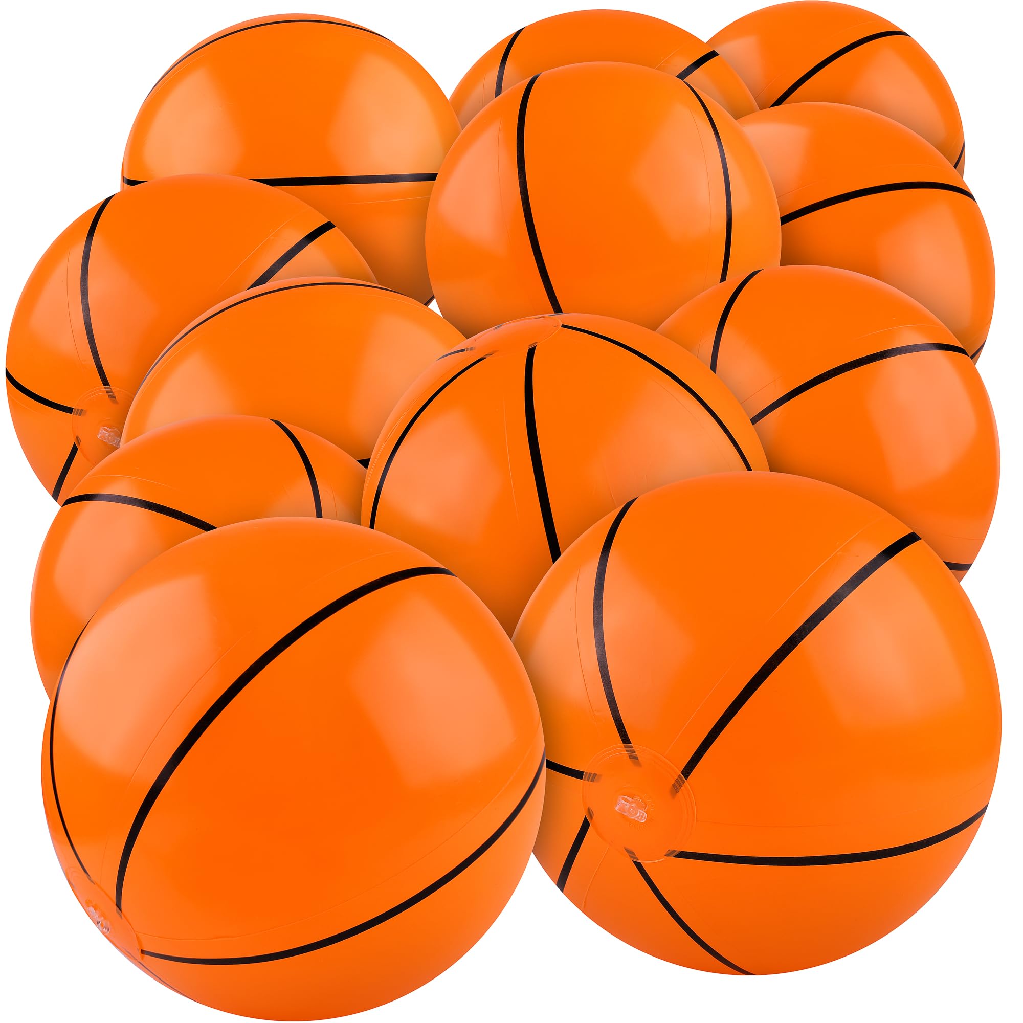 Photo 1 of durony 12 Pieces Basketball Beach Ball 11 Inch Inflatable Basketball Bouncing Sports Ball Bouncy Toy Favors for Basketball Birthday Party Summer Beach Pool Games Decorations