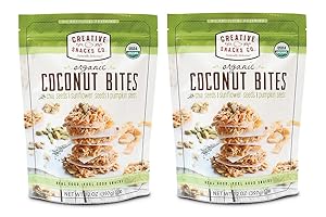 Creative Snacks Naturally Delicious Organic Coconut Bites with Chia, Sunflower and Pumpkin Seeds, 2 Pack, 12 Ounce Resealable Bags