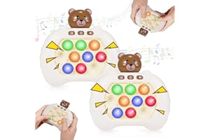 DELIGHKIDZ Pop Fidgets Kids Games Toys: 2 Pack Colorful Light Up Fast Push Bubble Handheld Game Sensory Toys for 6 7 8-12 Year Old Boy Girl Birthday Gift for 3-12 Year Old Girls Boys