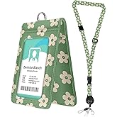 bolimoss Groovy Flower ID Badge Holder with Lanyard Retractable Badge Reel, Cute Adjustable Lanyards for Leather ID Badges, Double Sided Windows，Quick Release Buckle and Safety Breakaway Lanyards