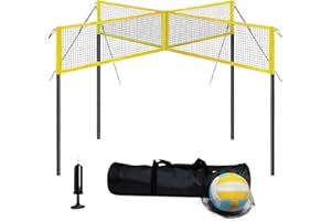 VICHTOP Four Square Volleyball Game Set,Way Volleyball and Badminton Combo Net for Backyard and Beach,Outdoor Portable Volleyball Net with Carrying Bag