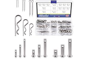 Glarks 122Pcs 4 Styles Clevis Pin/Cotter Pin/Hair Pin/Dowel Pin Assortment Set, 15 Size 304 Stainless Steel Pin Fasteners for