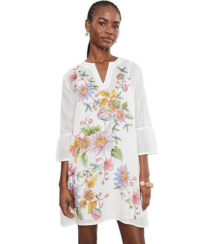 Johnny Was Womens V-Neck Shift Dress