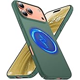 GRECAZO Magnetic Ultra Thin Frosted Designed for iPhone 17 Pro Max Phone Case 6.9 inch(2025) Slim Minimalist Lightweight Matte Hard PC Compatible with MagSafe Cover Protective Bumper Case- Dark Green