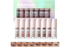 8 PCS Liquid Eyeshadow Set, Matte Nude Micro-Pearl Eye Shadow Set, Smokey Neutral Cream Eyeshadow Primer, Long-Lasting & Wate