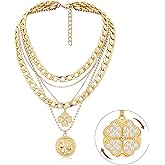 MJartoria Layered Necklaces for Women Trendy Retro Coin Pendant Necklace Dainty Chunky Chain Choker Necklaces for Jewelry Birthday Gifts