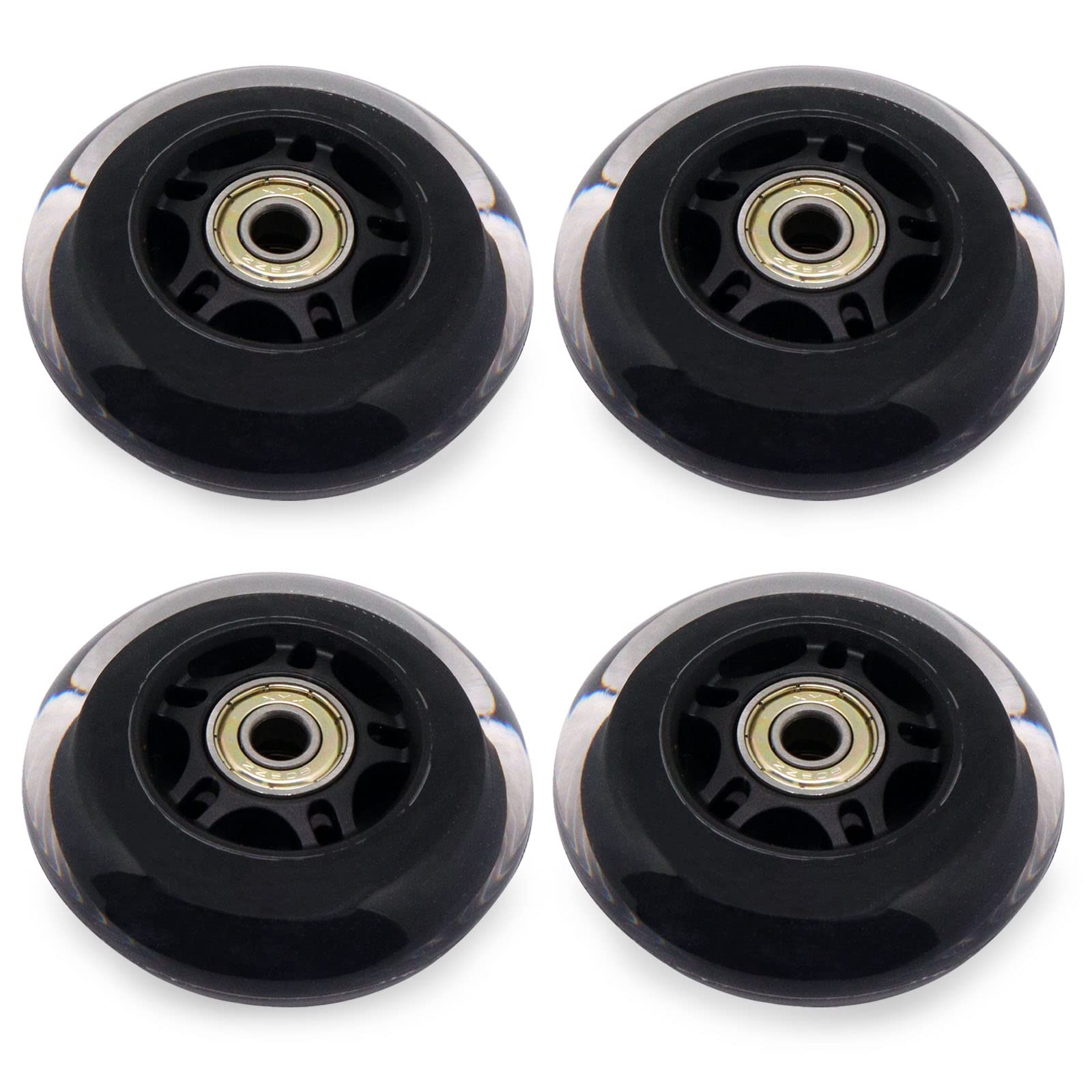 Photo 1 of BENLIUDH Inline Skate Wheels With Bearings, 3 Inch Roller Blade 76mm Outdoor and Indoor Clear Wheels for Office Chairs, Luggage (4 Pack, Black)