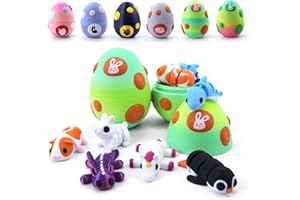 HyBaiS Mystery Mini 3D Printed Articulated Animal Figurines Set with Egg,Little Cute Animals Pocket Pet,3D Animals Toys,3D Printed Miniature Figurines Gifts, Excutive Desk Toy（Unicorn&Rabbit）