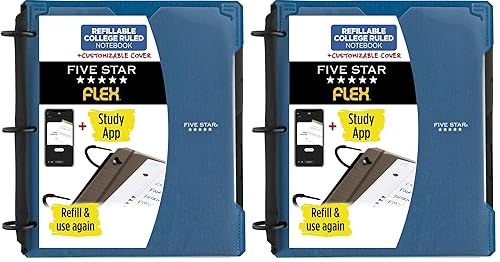 Five Star Flex Hybrid NoteBinder, 1 Inch Binder with Tabs, Notebook and 3-Ring Binder All-in-One, Assorted Colors, Color Will Vary (29326) (Pack of 2)