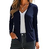 VIISHOW Women's Fall Cardigan Lightweight Long Sleeve V-Neck Open Front Button Up Loose Textured Cardigans with Pockets