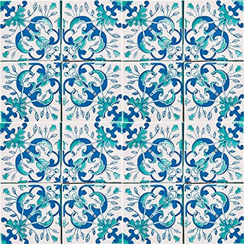 Decolfa Home Kitchen Decoration Wall Mosaic Decor Tile Sticker Backsplash Peel and Stick European Art Design Made in Japan M4007 Blue G
