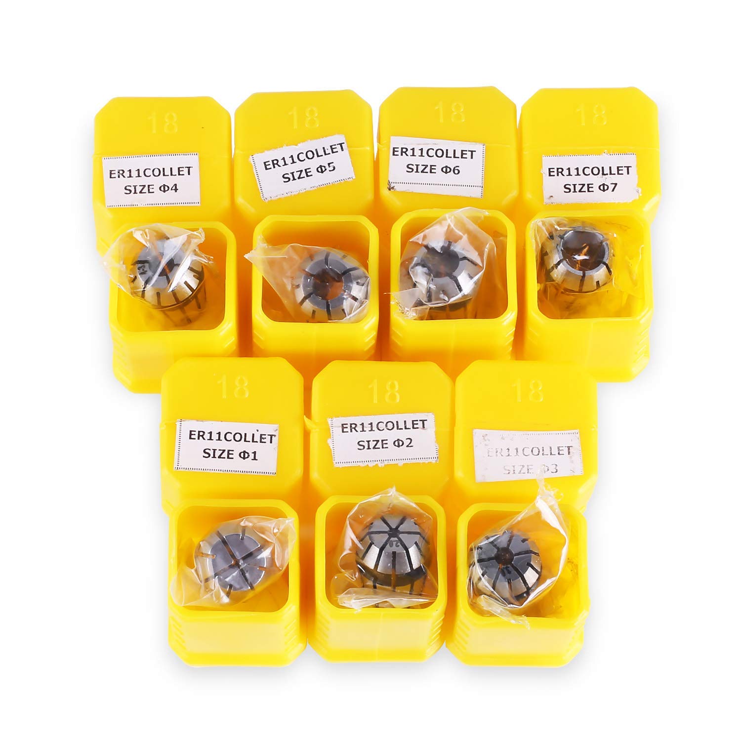 SainSmart Genmitsu 7Pcs ER11 Spring Collet Set for CNC Engraving Milling Lathe Tool 1.0mm-7.0mm