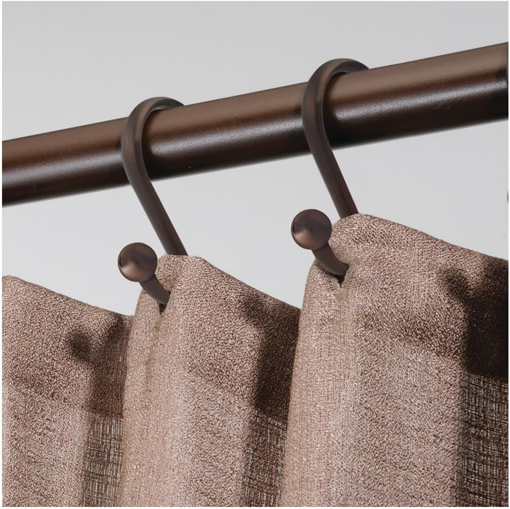iDesign 55871 Axis Metal Shower Curtain Hooks, Rust Resistant Shower Hooks Rings for Kid's Bathroom, Guest Bathroom, Master Bathroom, Set of 12, Bronze: Home & Kitchen