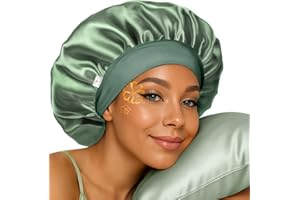 YANIBEST Satin Bonnet for Sleeping Women Double Layer Hair Silk Bonnets for Sleeping with Elastic Band
