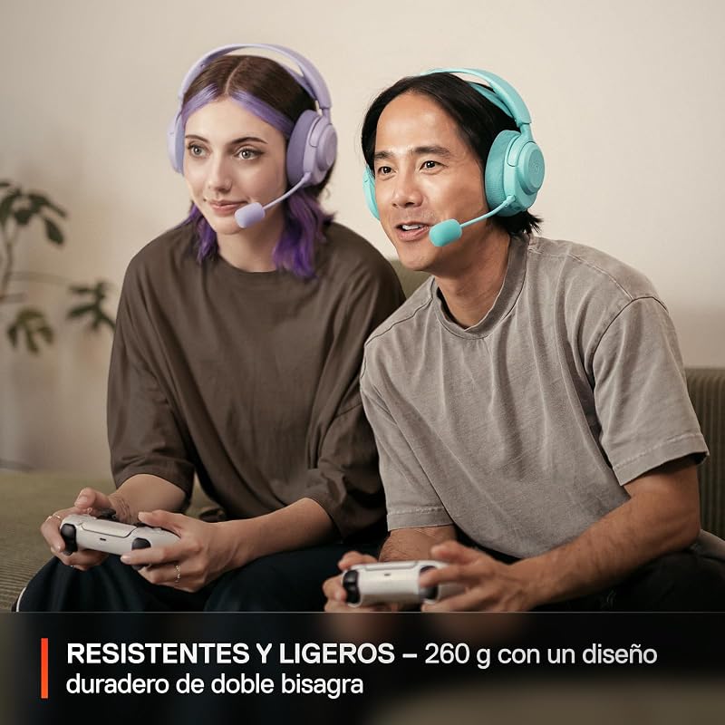 Arctis Nova 3P Auscultadores de Gaming Multiplataforma Sem Fios - App - Bateria 40h - Comandos magnéticos de neodímio - 2,4 GHz/Bluetooth - Micro removível - PS5, PS4, PC, Switch - Lavanda