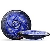 STUDIOFINIX 6.5 Inch Waterproof Marine Speakers - 240W 2-Way Weather Resistant Outdoor Boat Audio with LED Lights, Low Profile Slim Style Suitable for Boat, RV, UTV, ATV, Golf Cart (2 Speakers, Black)