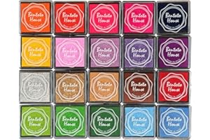 Dizdkizd Finger Craft Ink Pads, 20 Colors Craft Ink Pads for Rubber Stamps, Paper, Scrapbooking, Wood, Fabric, Best Gift for Kids