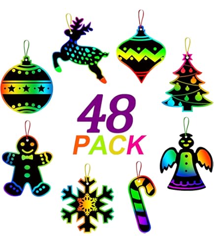 Christmas Crafts Kit For Kids - 48 Pcs DIY Tree Ornaments Make Your Own Decorations