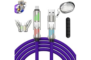 Vexayu 4 in 1 USB Charging Cable, 4FT, Multi-Function for Fast Charging and Data Transfer, Compatible with iPhone Samsung Lap